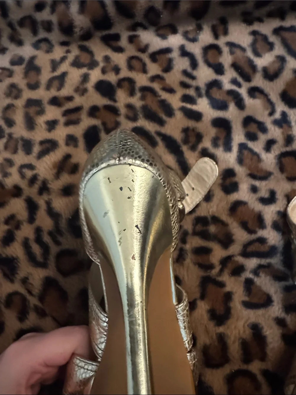 Michael Kors Metallic Gold Snake-Embossed Strappy Heels